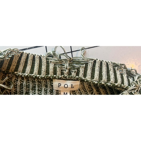 POL Women Distressed Pullover Sweater Shredded Knit Slouchy Women's Size Medium - Picture 6 of 8